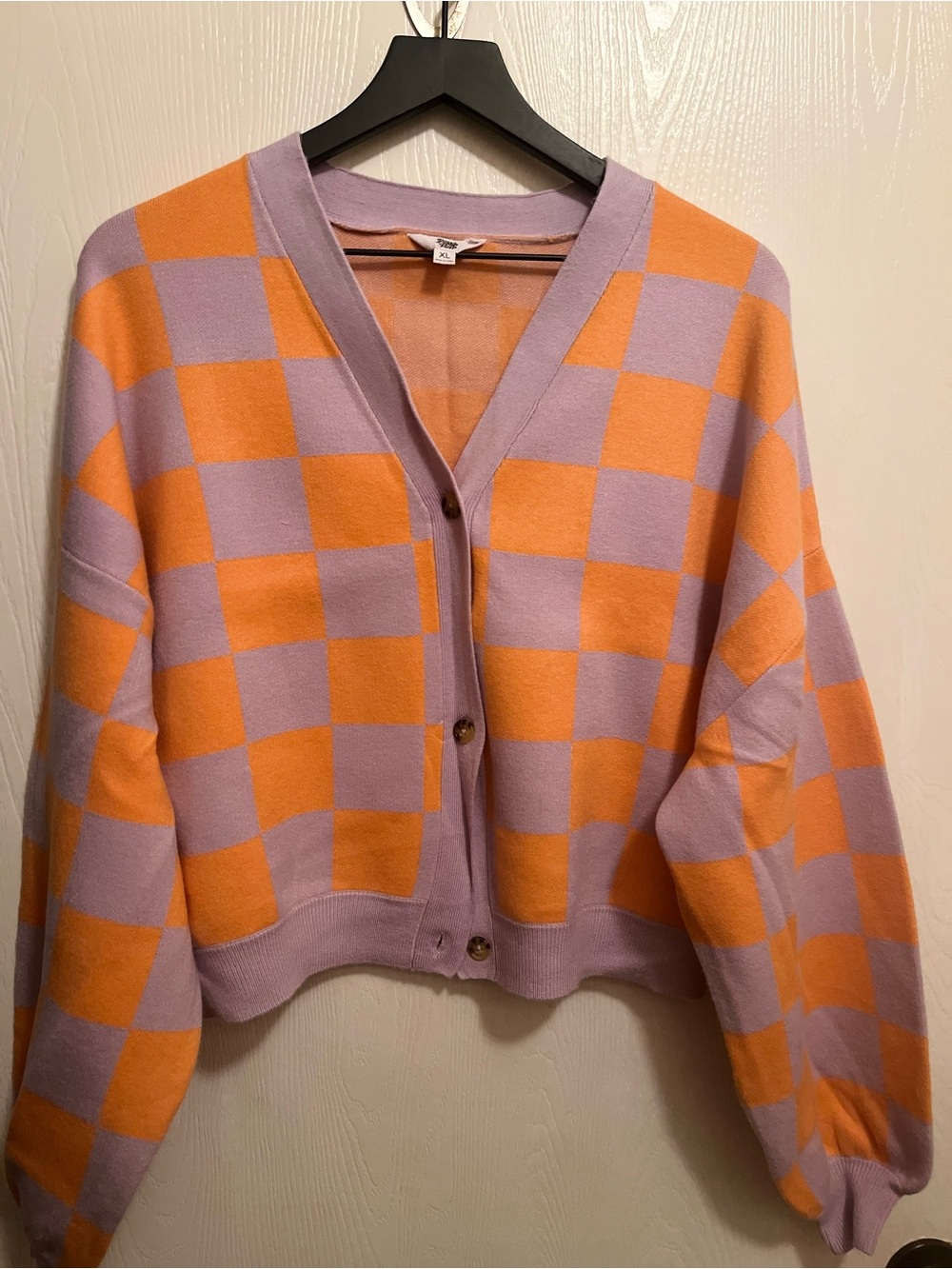 Ascot and heart for target Checkerboard V-Neck Cardigan Sweater